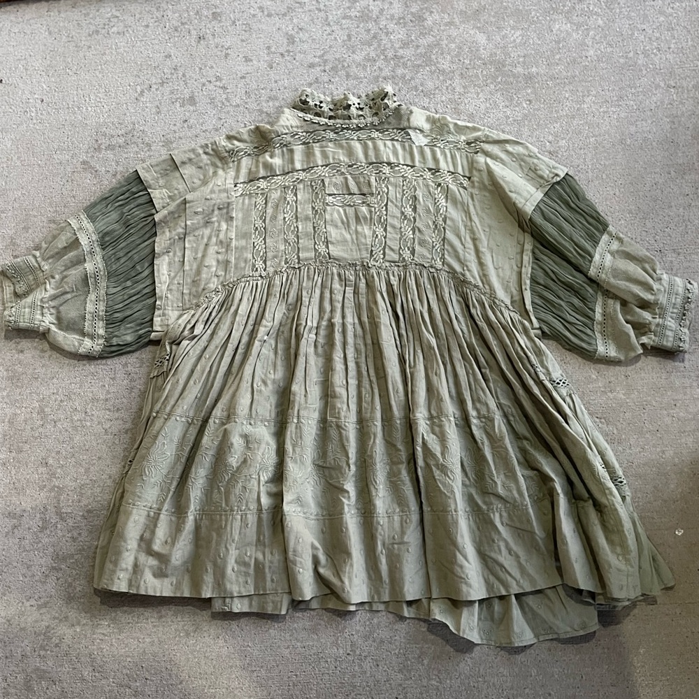Free people heartbreaker mini dress green lace sage flowy dress - Picture 4 of 6